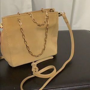 Beige Leather cross bag. Excellent condition. MNG